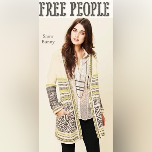 FREE PEOPLE - Annabelle Yarn  Oversized Wool Blend Cardigan Knit M - Picture 6 of 9
